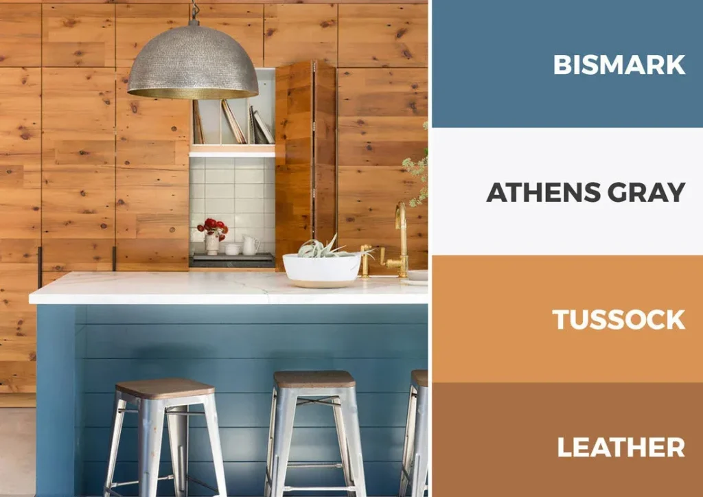 رنگ کابینت قهوه ای و آبی