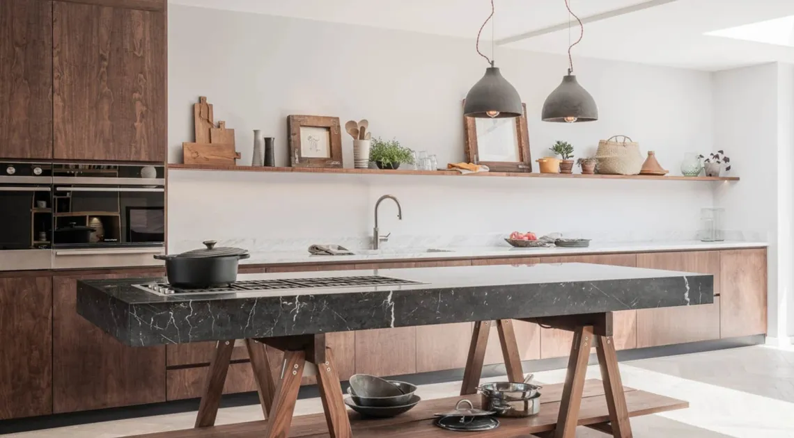 رنگ کابینت قهوه‌ای گردویی یا شکلاتی