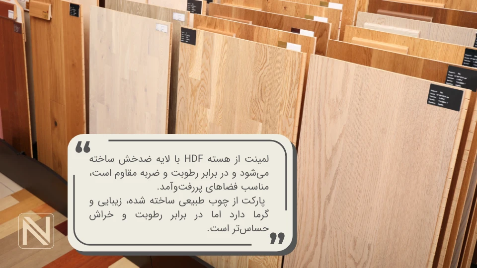 انواع پارکت لمینت از نظر متریال