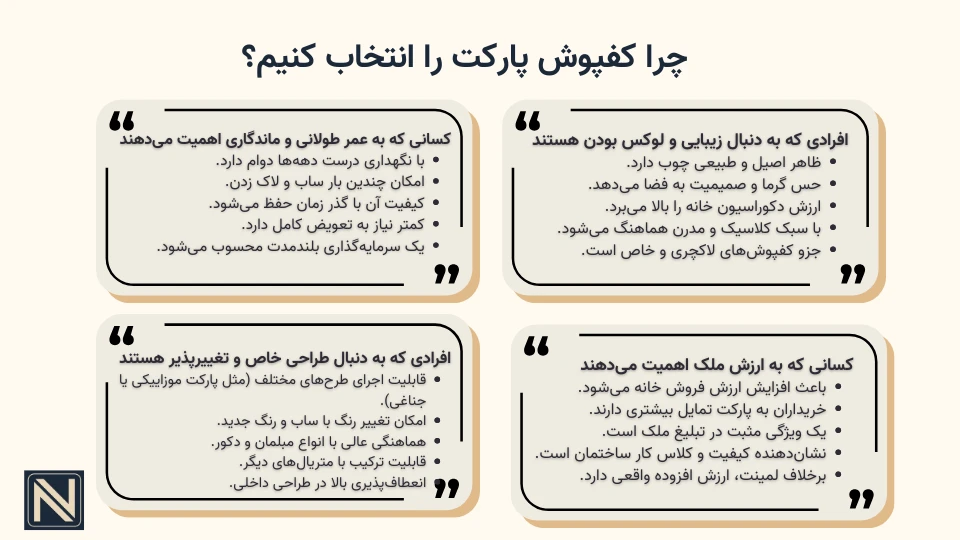 دلایل انتخاب کفپوش پارکت