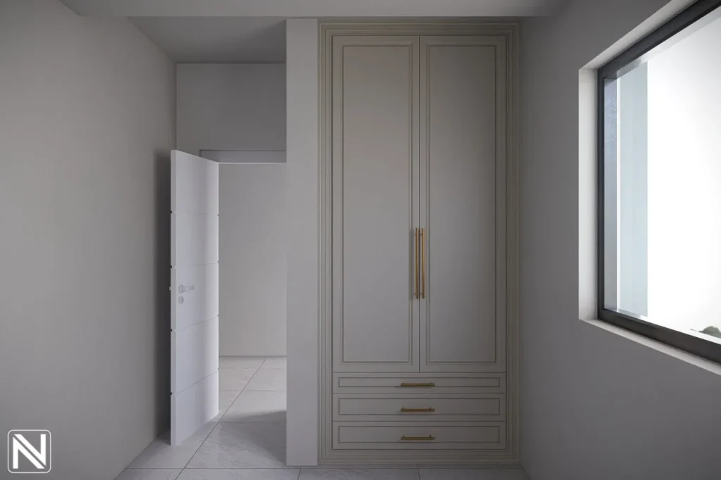 کمد دیواری جا دار برای اتاق کو.چک، کمد دیواری سفید رنگ