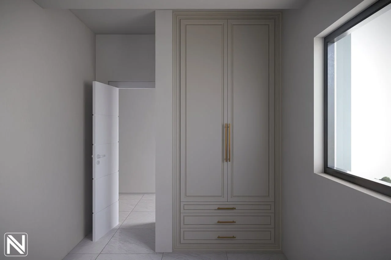 کمد دیواری جا دار برای اتاق کو.چک، کمد دیواری سفید رنگ