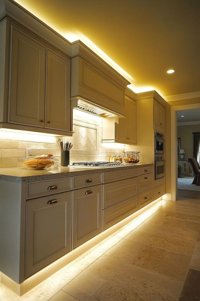 نورپردازی کابینت بالای تاج