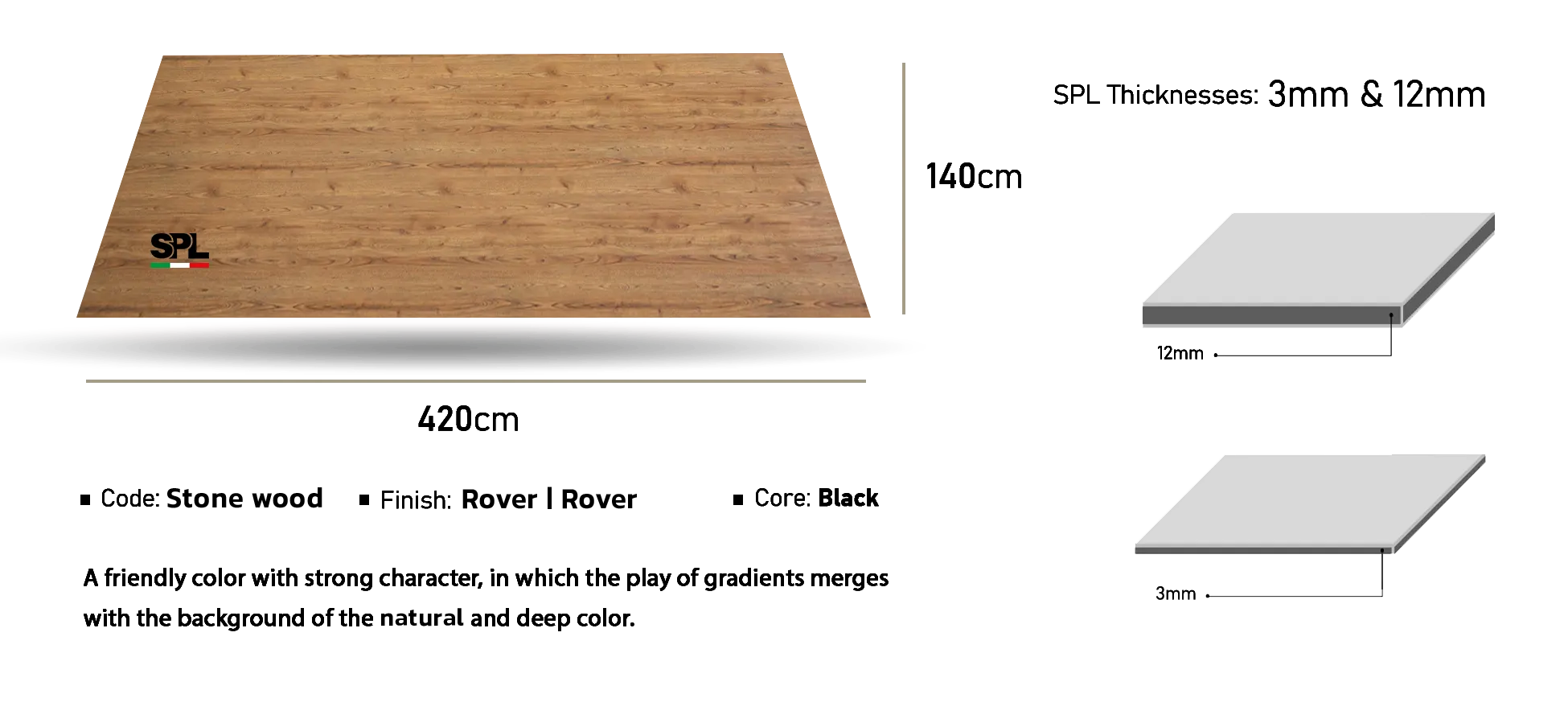 صفحه کابینت اس پی ال کد رنگ استون وود (Stone Wood)